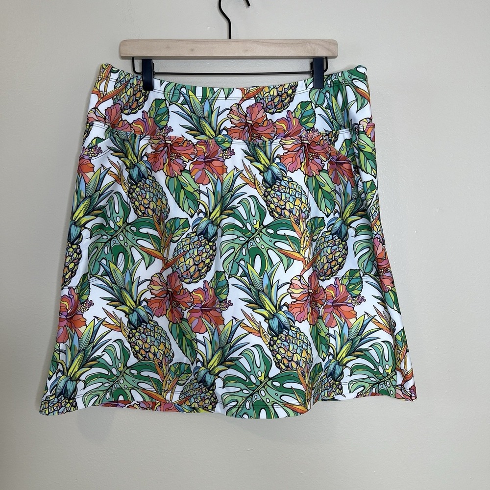 B SKINZ Athletic Tropical Pull On Golf Tennis Pickleball Skirt Skort‎ XXL Preppy